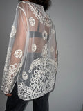 Camicia bianca trasparente con ricami