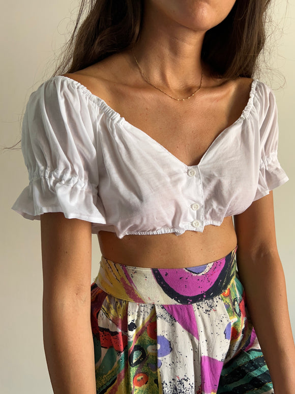Camicia bianca crop off shoulders