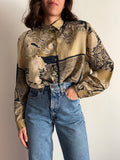 Camicia di seta paisley beige