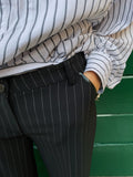 Pantaloni neri gessati