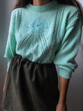 Maglione verde acqua ricamato