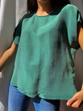 Camicetta di seta verde bottiglia