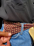 Foulard ascot di seta fantasia beige e bordeaux