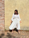 PRE ORDINE • Abito lungo con cintura crepe bianco