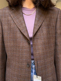 Blazer maschile marrone quadretto azzurro