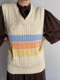 Gilet panna con bande colorate