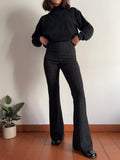 Pantalone a zampa nero lurex