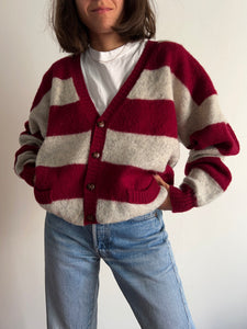 Cardigan a righe bordeaux