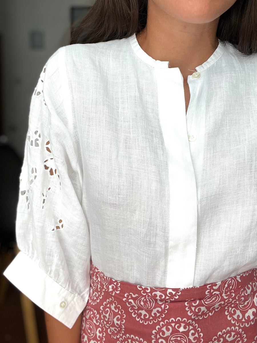 Canotta Donna Con Scollo A V E Ricamo – Top Estivo Casual Largo – Arancione, Taglie Forti