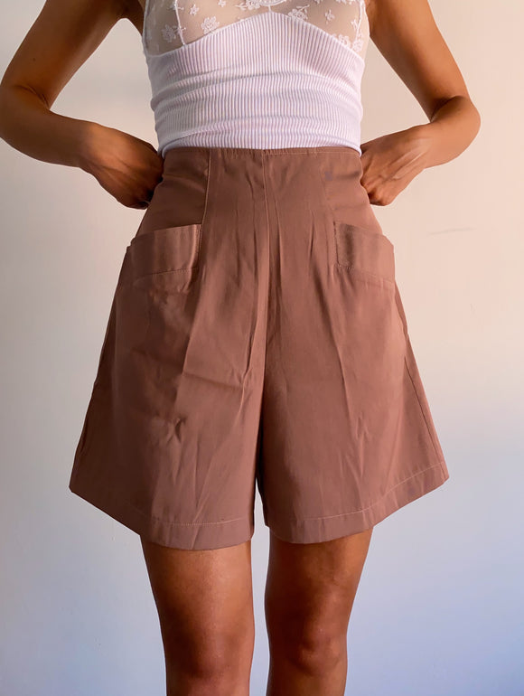 Pantaloncino stock Benetton malva vita altissima