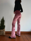 Pantalone a zampa ciniglia rosa