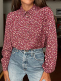 Camicia bordeaux fiorellini lilla