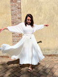 PRE ORDINE • Abito lungo con cintura crepe bianco