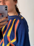Maglione giapponese blu giallo arancio