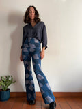 Pantalone a zampa jacquard blu